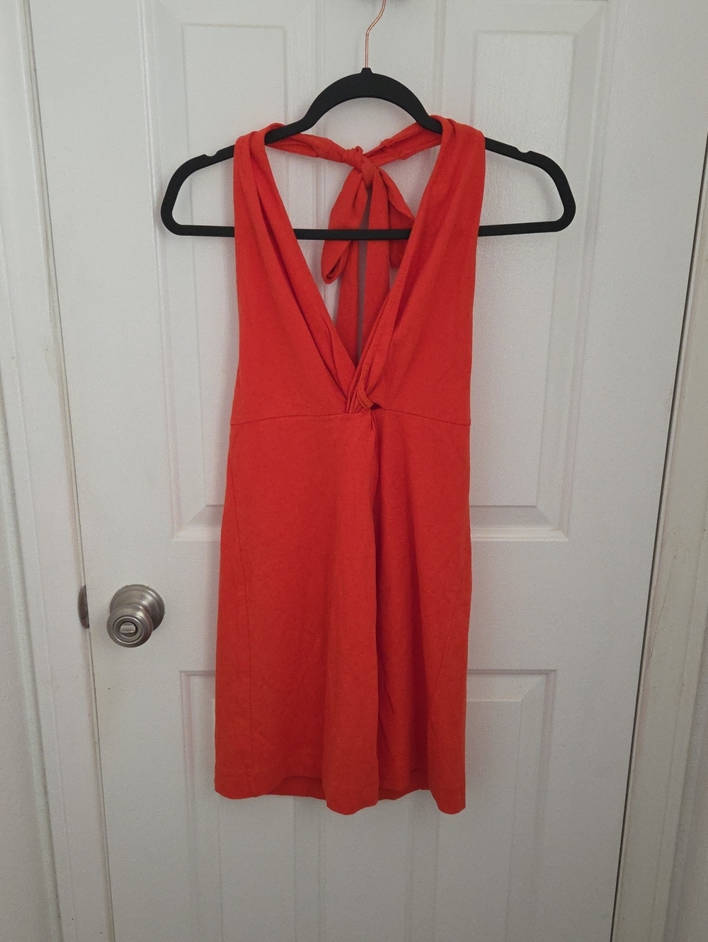 Free People Coral-Orange Backless Halter Dress 100% Cotton